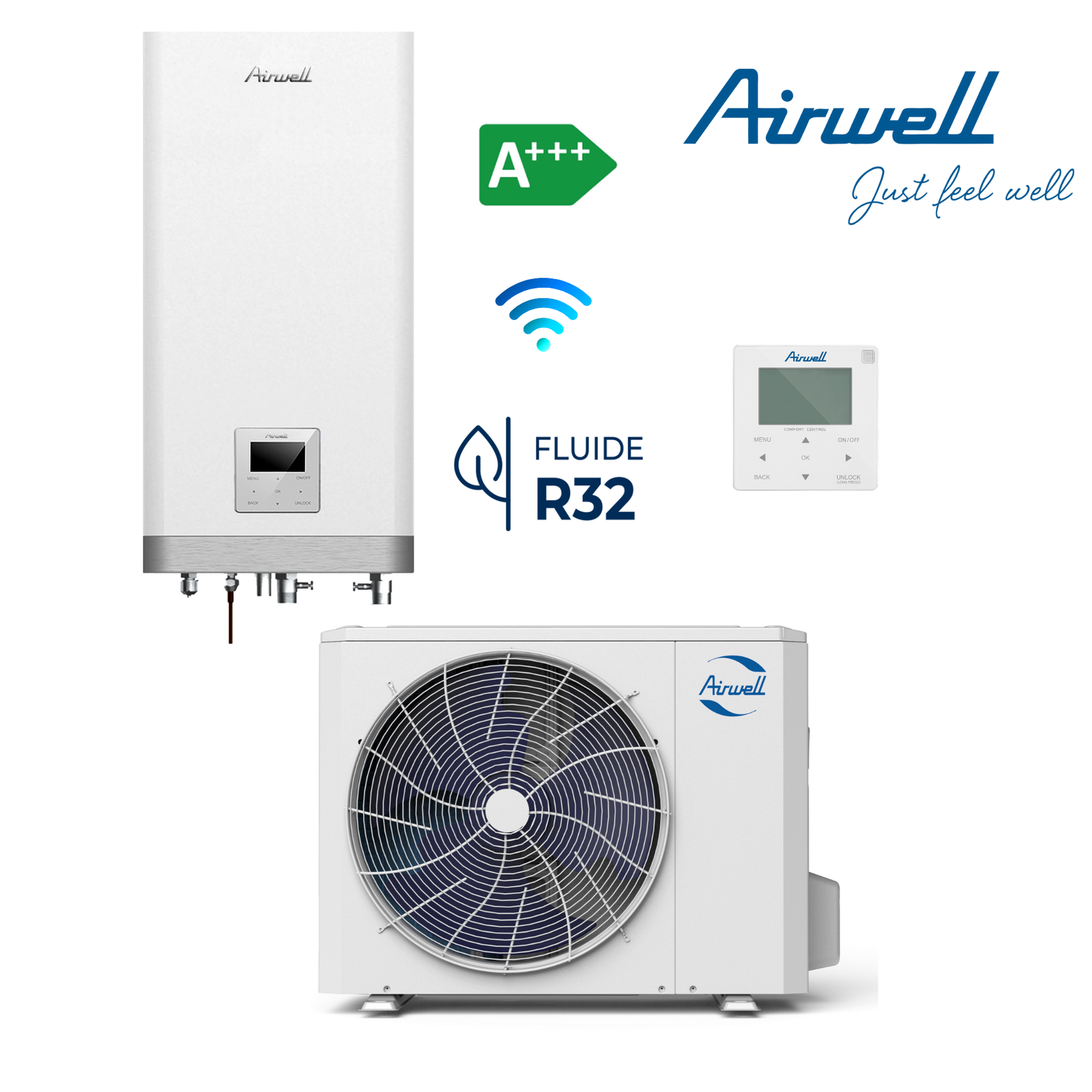AIRWELL Wellea Split 10.00-10.00 kW šilumos siurblys oras-vanduo su hydro moduliu