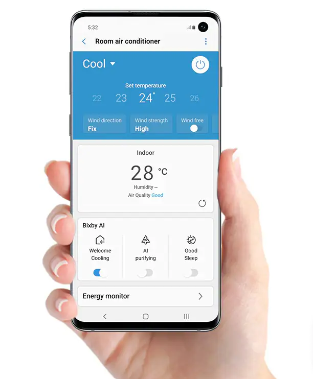 Samsung WindFree™ Premiere Black 2.5/3.2 kW oro kondicionierius su WIFI (komplektas)